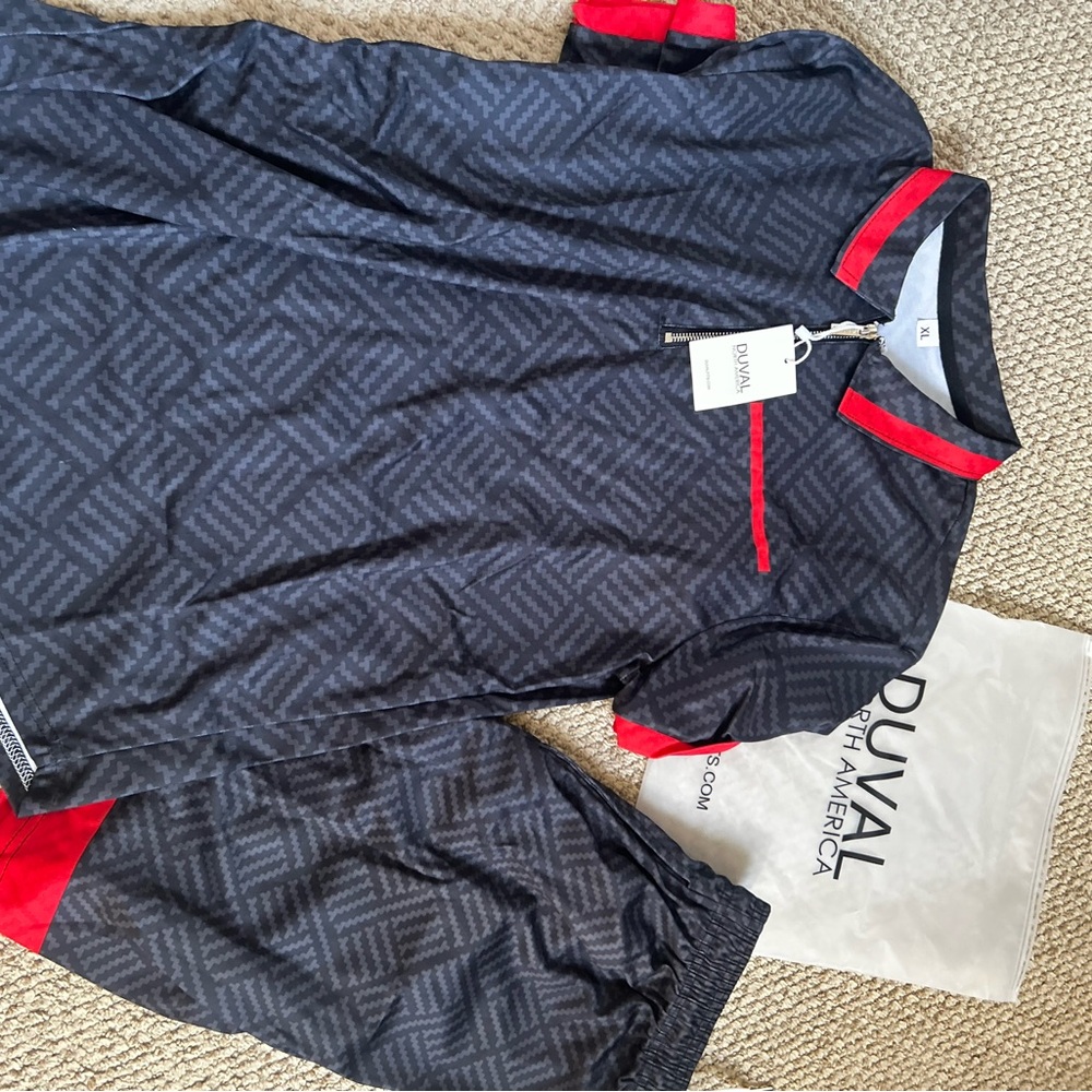 Men's Black and Red Shorts